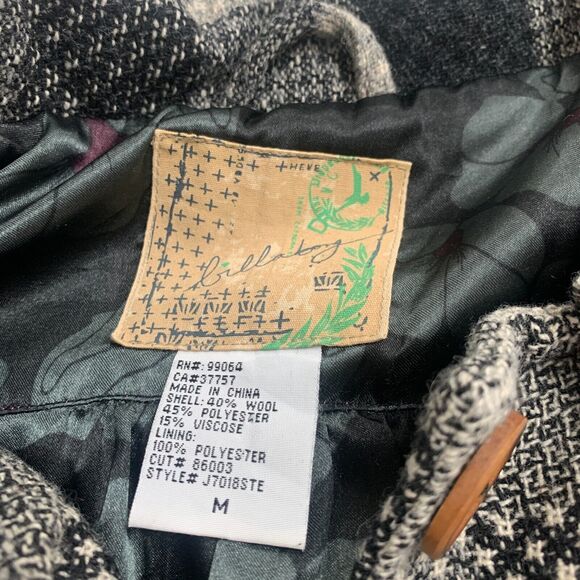Billabong Pea Coat Blazer Womens M Medium Multi Checkered Wool Blend Button Up - Picture 4 of 12